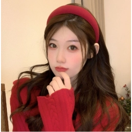 French retro red hair band, women's wide edge anti slip compression hair band, high skull top hair clip, hair bundle headwear