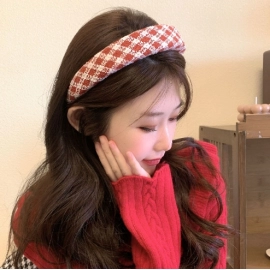 French retro red hair band, women's wide edge anti slip compression hair band, high skull top hair clip, hair bundle headwear