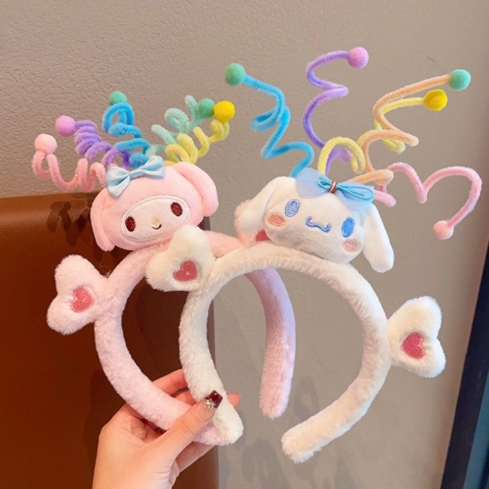 Creative Funny Twist Bar Hair Hoop Party Cartoon San Liou Mei Le Di Yu Gui Dog Plush Little Bear Awakening Lion Head Hoop