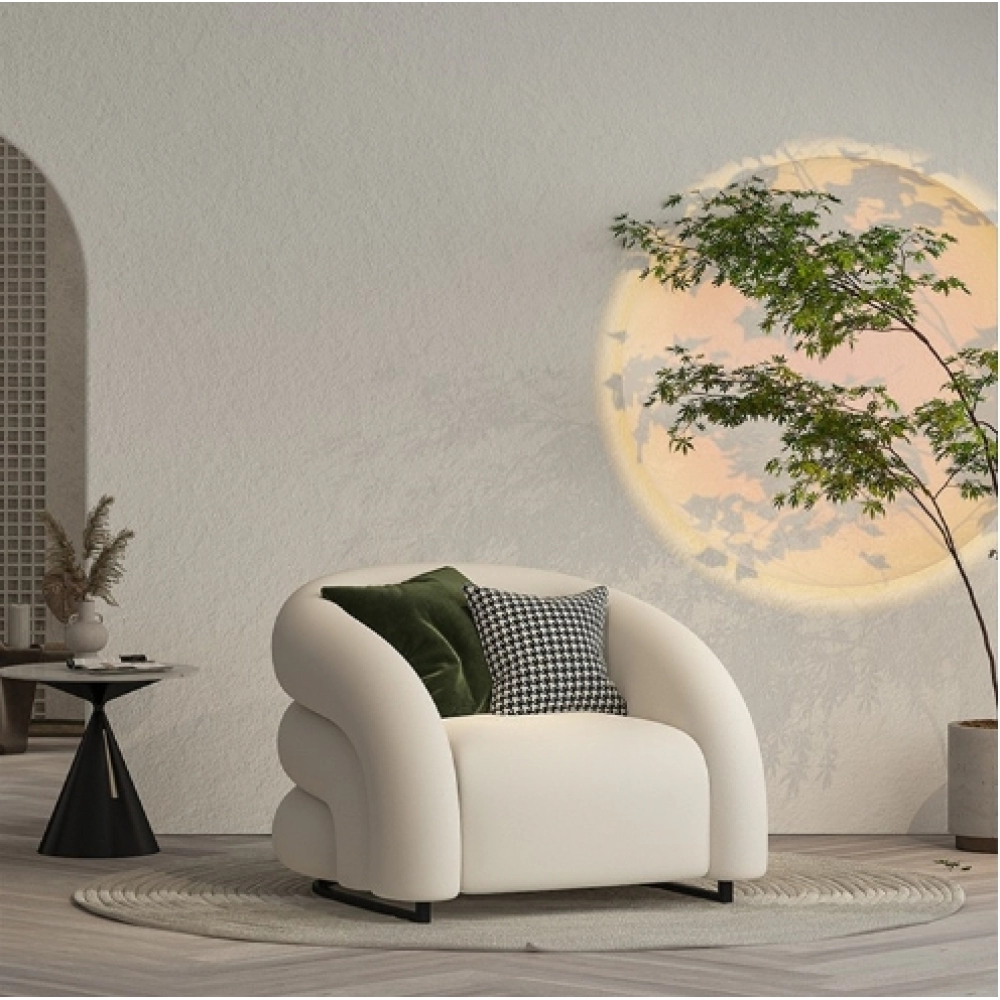 Internet famous single Italian light luxury curved single sofa, small unit living room single chair, bedroom balcony lazy sofa