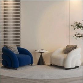 Internet famous single Italian light luxury curved single sofa, small unit living room single chair, bedroom balcony lazy sofa